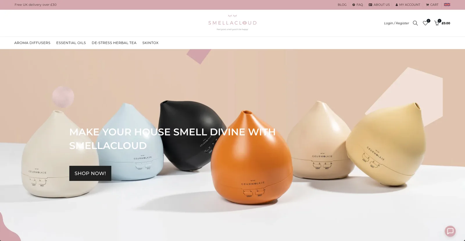 Smellacloud storefront homepage
